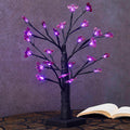 24-LED Illuminated Halloween Birch Tree with 24 DIY Bat Decorations - Battery Operated Indoor Tabletop Display and Gift Package
