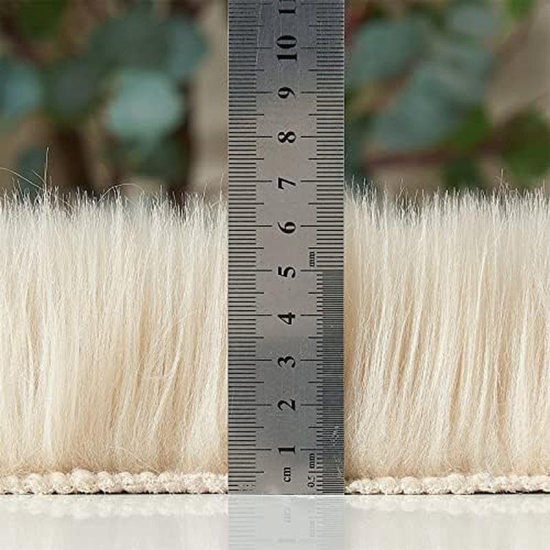 Ultra Soft Faux Fur Shag Area Rug and Chair Cover Seat Pad for Bedroom and Living Room (2 x 6 Ft, Beige)