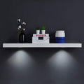 White 48-Inch Floating Shelf with Touch-Sensing LED Light - Wall-Mounted Display for Entrance, Living Room, Bedroom, Kitchen, and Bathroom